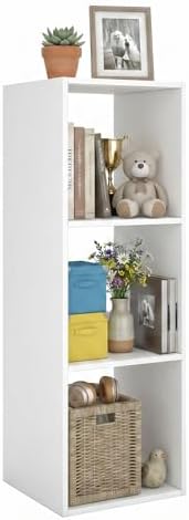 WannabeMyself【Sturdy Build&Easy Assembly】 3 Cube Storage Organizer with Anti-Tipping Kits,Reversible Open Back Book Shelf, Bookcase for Living Room,Bedroom,Entrance Hall,Office,12.2×11.4×35.9,White by WannabeMyself