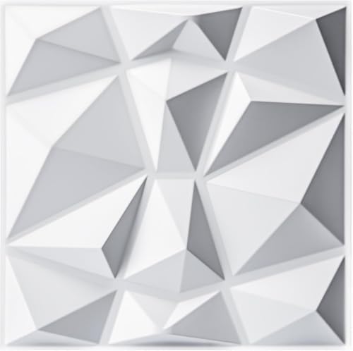 AMIGO 33 Piece 3D Wall Panels Diamond Pattern, High-Strength PVC, 12''x12'' Deformation-Resistant, Recyclable, Waterproof, Heat-Resistant, Odorless, Matte White by Unknown
