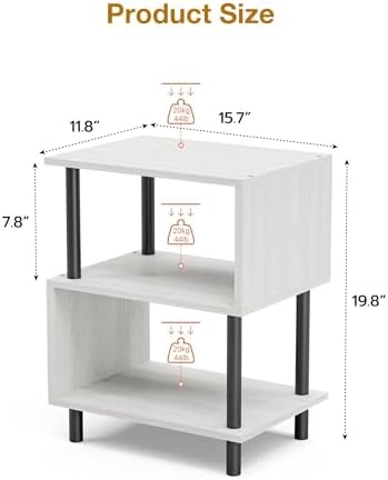 Frylr Small Side Table, End Table and Nightstand with 3-Tier Wood Shelves, Sturdy Metal Frame with 44 LBS Capacity per Shelf, Easy to Assemble for Living Room or Bedroom,Natural Greige - Image 3
