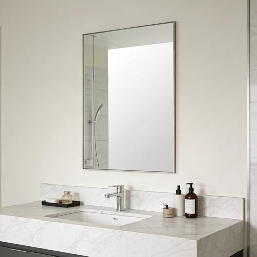 Bathroom Mirror for Wall, 36x24 Inch Framed Vanity Mirror Brushed Nickel - Image 3