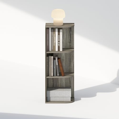 Furinno Reed Corner Shelf, 3-Tier Corner Bookshelf, Book Shelf, Corner Shelves, Storage Rack, for Organization and Storage, Home Office, Living Room, French Oak - Image 4