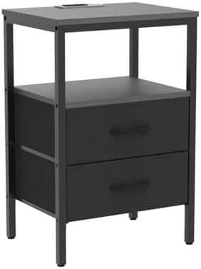 Huuger Nightstands Set of 2, End Tables with Charging Station, Side Table - Image 4