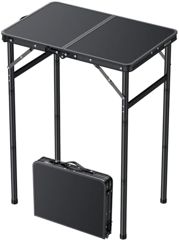 JiGiU Folding Camping Table MDF Desktop, 3 Adjustable Height-Max 29" by JiGiU