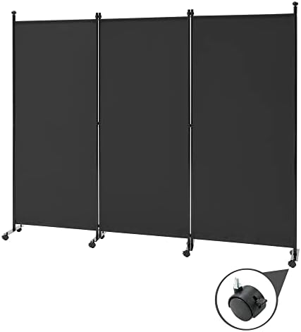 Spurgehom 3 Panel Rolling Room Divider, Folding Partition Privacy Screens by Spurgehom