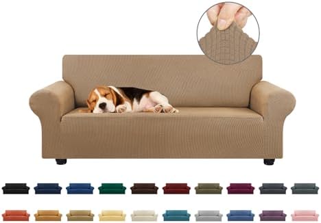 KEKUOU Stretch Loveseat Couch Cover, 2 Cushion Couch Slipcover,Camel by KEKUOU
