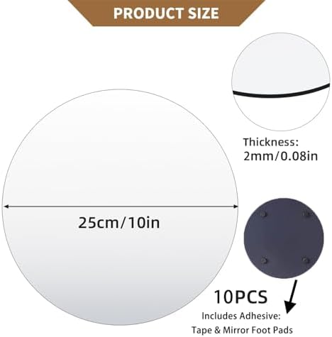 10" Round Mirror Centerpieces for Tables Decorations, 10 Pack Acrylic Circle Mirror Tray Candle Plate 2mm Thickness Mirror Centerpiece Table Decorations for Wedding Decorations Party, Wall Decor - Image 3