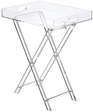 Clear Acrylic Folding Tray Side Table, Lucite Small End Table by LIKENOW