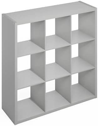 Furinno Simple 9-Cube Storage Organizer, Display Shelf, Light Grey - Image 7