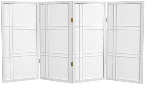 3 ft. Short Double Cross Shoji Screen - White - 4 Panels by RedLantern