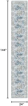 Madane Washable Runner Rugs 2x12 Long for Hallway Kitchen Soft, Navy - Image 2