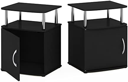 Furinno Jaya 2-Tier Side Table Set of 2, with Door Cabinet, Americano - Image 6