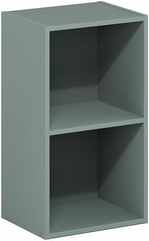 Furinno PASIR Book Shelf, 2-Tier Modern Bookshelf, Open Shelves Bookcase 9 x 12 x 21, Easy Assembly, for Living Room, Bedroom, Home Office, Sage Green - Image 5