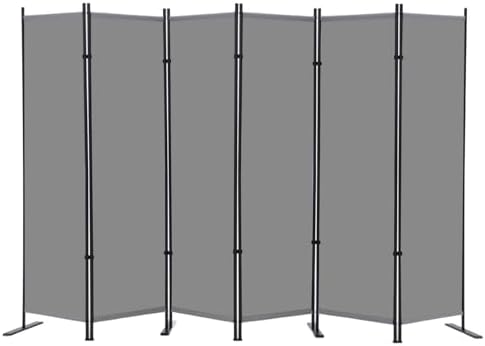 RANTILA 6 Panel Room Divider, 6 FT Folding Privacy Screen with Wide Feet, Freestanding Partition for Room Separation, Portable Room Divider Panel, 133" W x 71" H, Grey by RANTILA