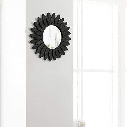 Honiway Boho Wall Decor Mirrors for Wall 2 Pack 12 inch Wood Decorative Mirror for Room Decor Rustic Farmhouse Mirror for Bedroom Bathroom Living Room Kitchen Black - Image 7