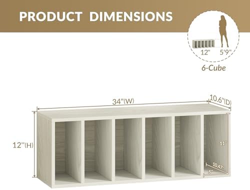 IOTXY DIY Modular Cubby Bookcase - Stackable 6-Cube Open Bookshelf, Oak - Image 3