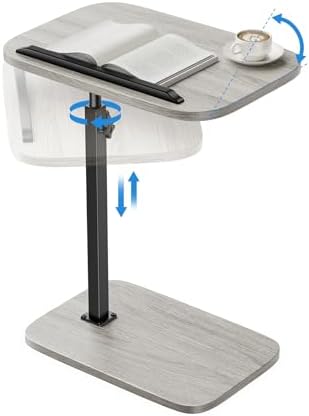 HUANUO TV Tray with Height Adjustment, 360° Swivel, 90° Tilt, Grey by HUANUO