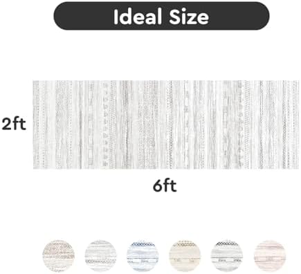 2x6 Runner Rug Machine Washable Non Slip Area Rug Distressed Neutral Moroccan Boho Rug Ultra Soft Floor Runners for Hallways for Entryway Laundry Room Kitchen, Grey - Image 2