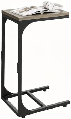 WLIVE C Shaped End Table TV Tray Slide Under Couch Side Table Greige by WLIVE