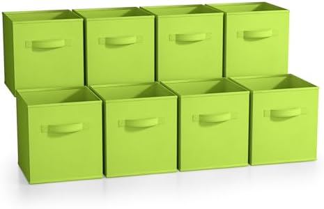 Sorbus Fabric Storage Cubes, 8 Pack, with Handles (Green) by Sorbus