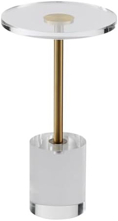 VEVOR Clear Acrylic Side Table, Modern End Table with Solid Base, φ12 inch Round Tabletop, 21 inch High, 20mm Thick, for Coffee, Drink, Food, Snack Used in Living Room, Bedroom, Office, Easy Assembly by VEVOR