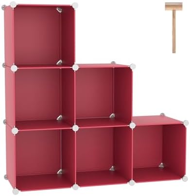 C&AHOME 6-Cube Storage Organizer Cube Shelf Closet Storage Bookcase, Red by CAHOME