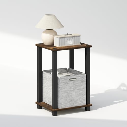 Furinno Simplistic Toolless 2-Tier Compact Night Stand, Amber Pine - Image 3