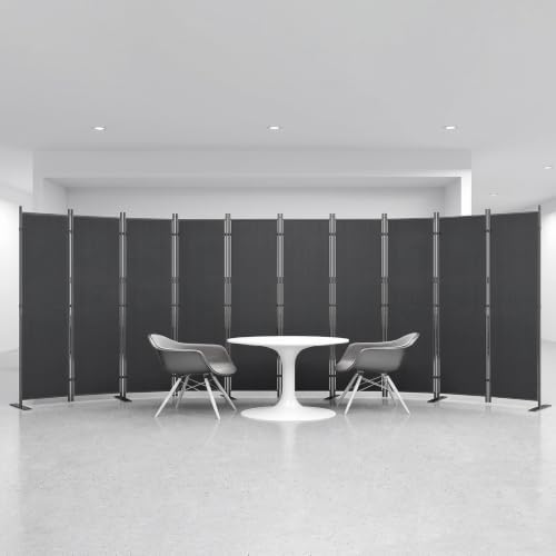 10-Panel 6 ft Tall Indoor Folding Room Divider, Dark Grey by HeliosHestia
