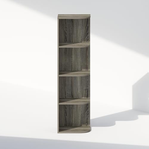 Furinno Reed Corner Shelf, 4-Tier Corner Bookshelf, Book Shelf, Corner Shelves, Storage Rack, for Organization and Storage, Home Office, Living Room, French Oak - Image 7