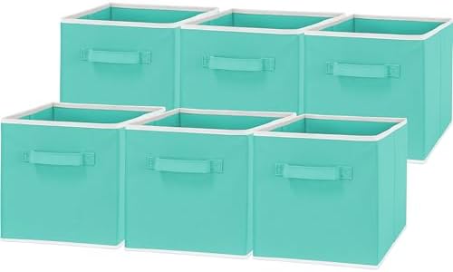 Simple Houseware 11-Inch Foldable Cube Storage Bins, Turquoise, 6-Pack by SimpleHouseware