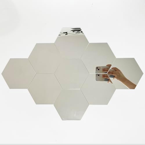 24pcs Silver Hexagon Mirror Acrylic Wall Stickers with Adhesive Art Decal Satin Paper Baby Kids Bedroom Home DIY Decor Removable Stickers (Hexagon Silver) by Unknown