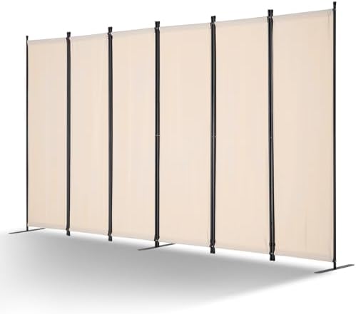 VEVOR Room Divider, 6 Panel Room Divider, Folding Privacy Screen and Portable Partition Divider for Room Separation, Freestanding Room Partitions for Office, Bedroom, Study, Beige by VEVOR