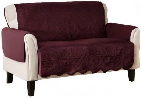 Great Bay Home Reversible Loveseat Cover - Washable Slipcover Furniture Protector with Elastic Straps - Perfect for Kids & Pets - Quilted & Stitched Detail (Wine/Light Grey) - Image 7