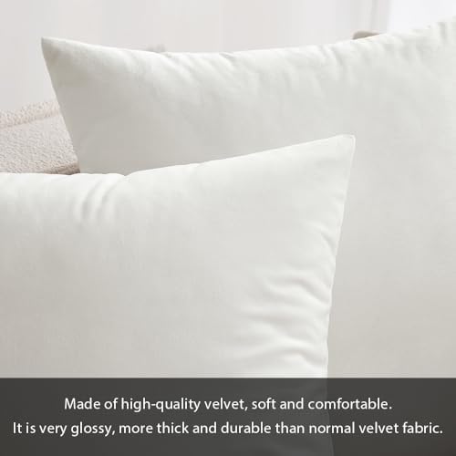 MIULEE 12x20 Inch Lumbar Velvet Throw Pillow Covers Pure White - Image 2