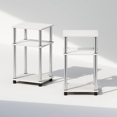 Furinno JUST Set of 2 Toolless 3-Tier Night Stand, White Oak - Image 6