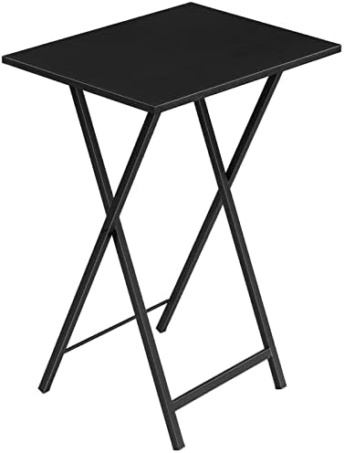 HOOBRO Folding TV Tray Table, Stable Snack Table for Small Space, Portable Sofa Side Table, Easy Assembly and Storage, Ideal for Snacks and Meals in Living Room, Black BK15BZ01 by HOOBRO