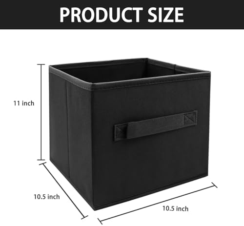 EBIGIC Storage Cubes Collapsible fabric Storage bins,cube storage organizer 10.5 * 10.5 * 11 inch,For home and office Collapsible Closet Shelf Organizers, Drawer Organizers(Black) - Image 2