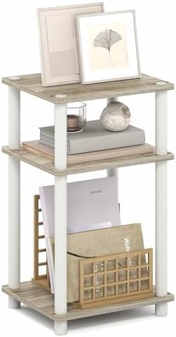 Furinno Turn-N-Tube 3-Tier Toolless Side Table, Compact, Light Oak by Furinno-FitsYourSpaceFitsYourBudget