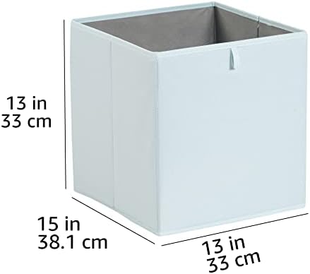 Amazon Basics Collapsible Cube Organizer Bins, Closet Storage Baskets for Shelves with Secure Pull Handle, Foldable Space-Saving, Jade Green, 13x15x13", 6-Pack - Image 5