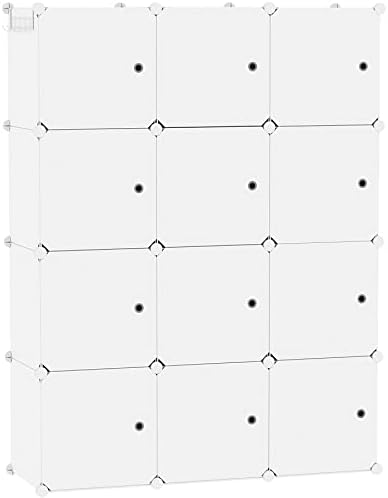 C&AHOME 12-Cube Storage Organizer with Door Cube Shelf Closet Cabinet Milky by CAHOME