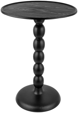 CLEENTABLE Round End Table, Farmhouse Side Table, Black, 21" H x 15" W by CLEENTABLE