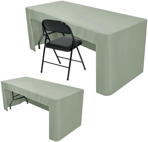Nasitos 2 Pack Fitted Tablecloth for 4 Foot Tables-Sage Green Open Back Folding Table Cover Washable and Wrinkle Resistant Table Cloth for Weddings, Trade Show, Career Fair, Convention, Events by Nasitoshomedecor