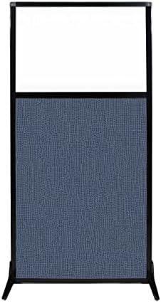 Versare Workstation Partition | Portable Wall Divider | Modern Office Cubicle | Free Standing Privacy Screen | Flexible Work Space | 33" x 70" W/Window, Ocean Fabric Panels by VERSARE