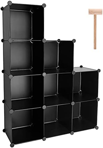 Cube Storage Organizer, 9-Cube DIY Plastic Closet Cabinet Modular Bookcase, Storage Shelves for Bedroom Living Room, Office, Black by Worththetrustofeverycusto