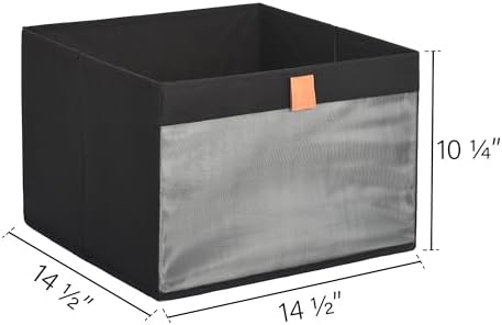StorageWorks Fabric Storage Basket with Mesh Front Window, Black, 3-Pack - Image 3