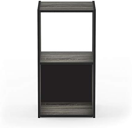 Furinno Pelli Cubic Storage Cabinet, 2x1, French Oak Grey/Black - Image 5