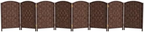 Red Lantern 2 ft. Short Diamond Weave Fiber Folding Screen - Dark Mocha - 8 Panel by RedLantern