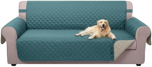 U-NICE HOME 4 Seater Sofa Cover 91''Large Couch Cover, Blue/Beige by U-NICEHOME