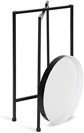 Kate and Laurel Celia Round Foldable Tray Accent Table, 14" x 14" x 25.75", White and Black, Modern Minimalist Design and Detachable Magnetic Tabletop - Image 5