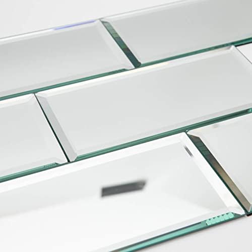 Peel and Stick Mirror Tiles, 4x8 Inch Beveled Mirror Subway Tiles for Kitchen Backsplash Bathroom Wall 26 Pcs - Image 6