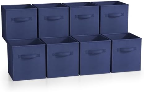 Sorbus Fabric Storage Cubes, 8 Pack, with Handles (Navy Blue) by Sorbus
